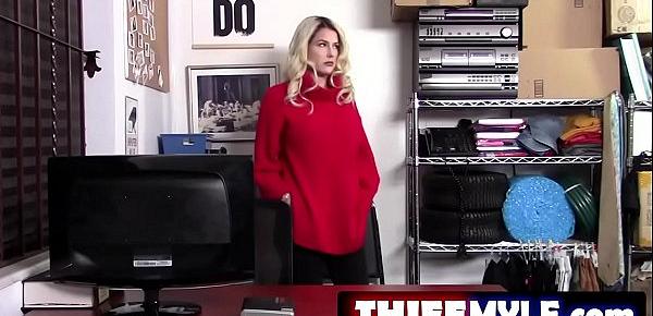  In the Loss Prevention office, he demands that she remove her sweater, discovering the stolen items in her undergarments.